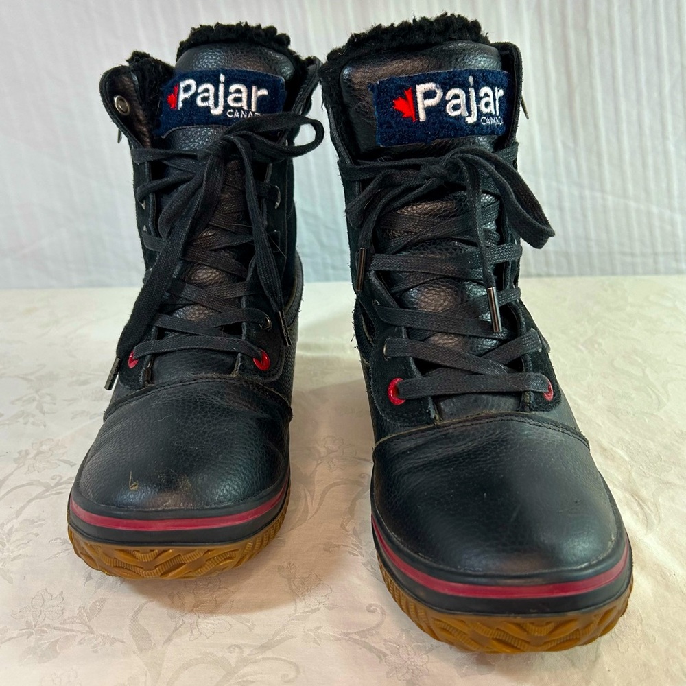 Pajar Trooper Black Leather Waterproof Winter Boots Sz 8.5 Zip up